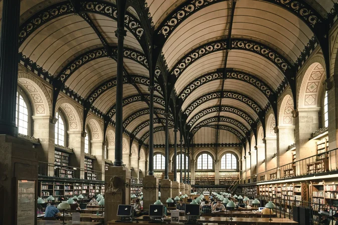 The magnificent reading room of Sainte-Geneviève Library