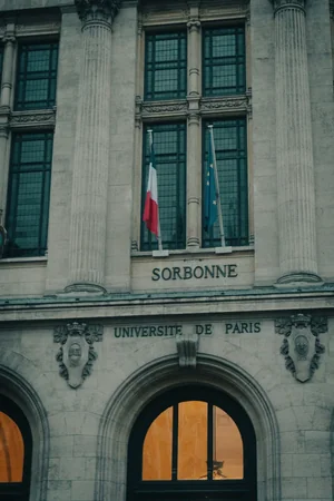 The historic façade of the Sorbonne University